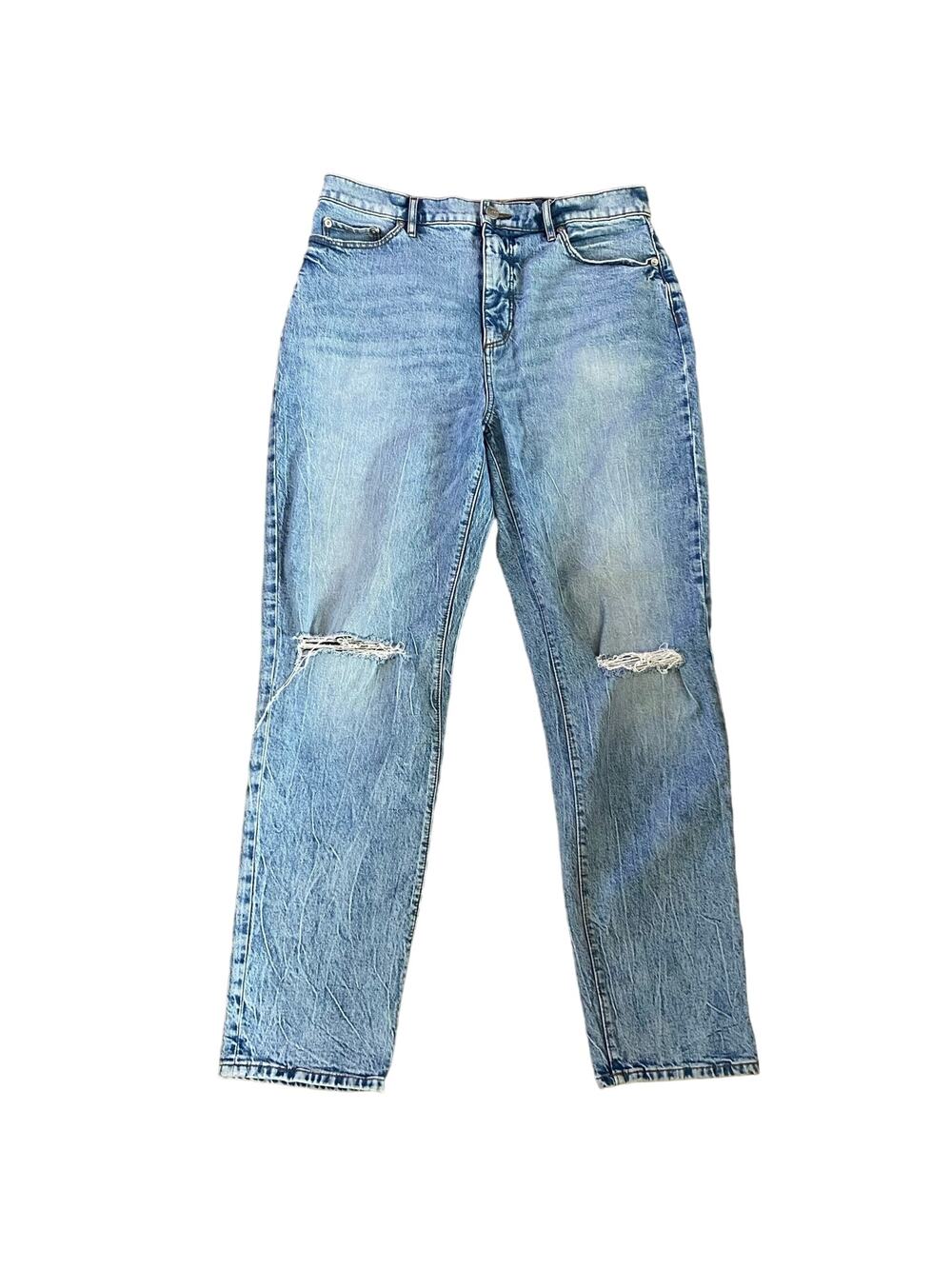 🌻 2/$20 LOFT Size 10 30 High Waist Rise Boyfriend Jeans Acid Wash Holes